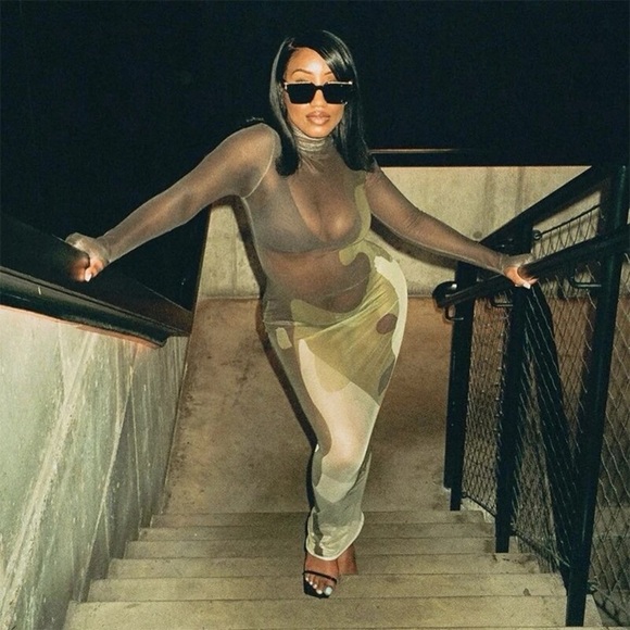 Camo Mesh Dress - Picture 3 of 9